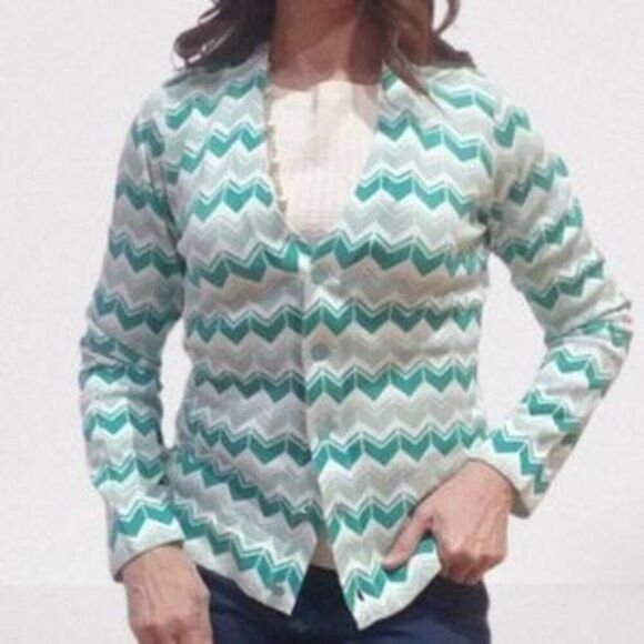 Lands' End Cardigan Large 14/16 Surf Green NWOT * - Picture 2 of 14
